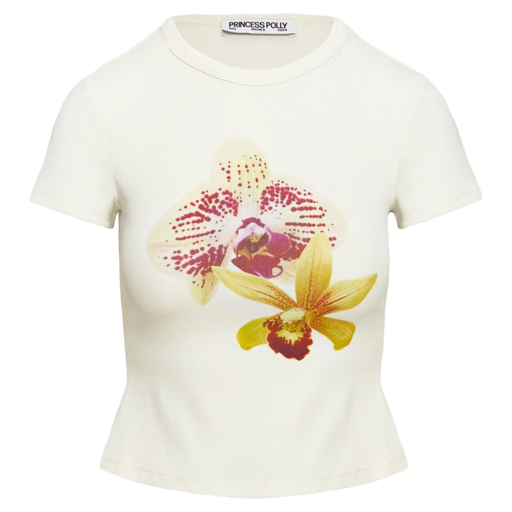 Princess Polly Kids Orchid Print Tee - Cream